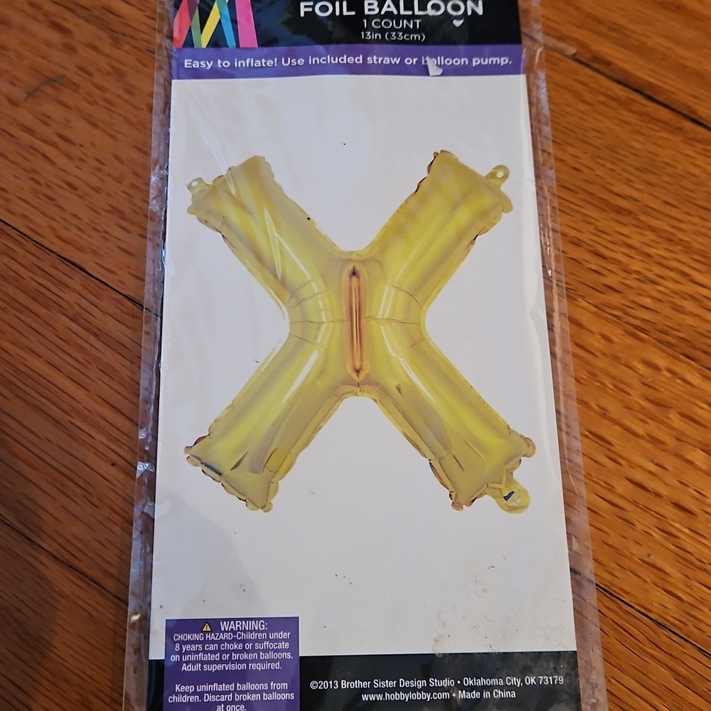 Gold Foil Balloon - Letter X, NWT